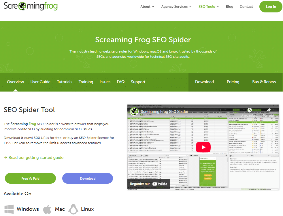 Screaming Frog SEO Spider home page