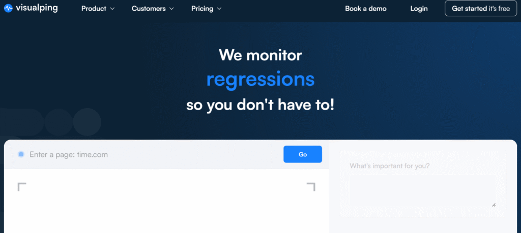 Visualping home page