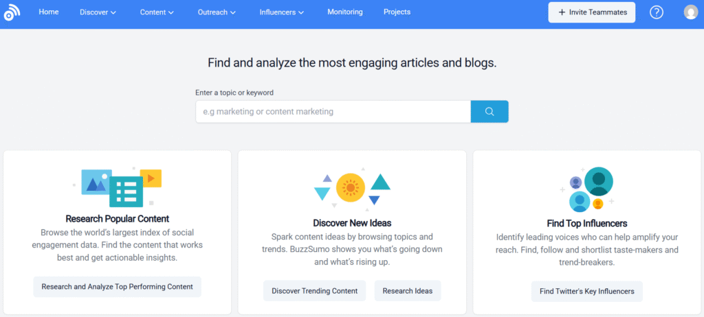 Buzzsumo home page